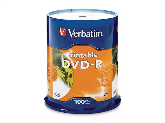 V Verbatim. Printable DVD-R 4.7" 16x 120 AZO Pack 100 Paquete