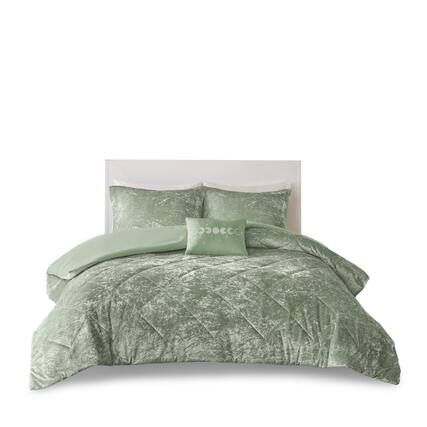 Front. Gracie Mills - Gracie Mills Andrea Duvet Cover Set with Throw Pillow - Green.