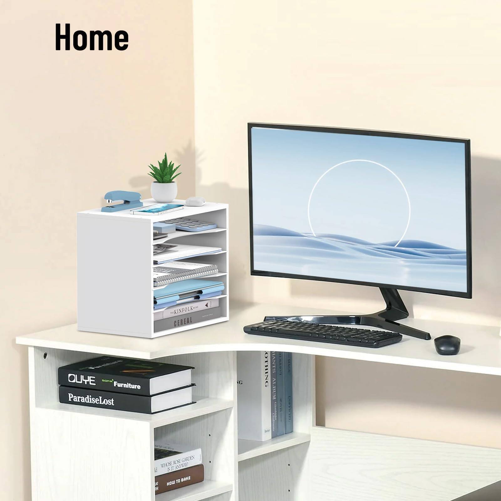 Paradigms Interiors 5 tier Wood Desk Organizer Paper Tray For With ...