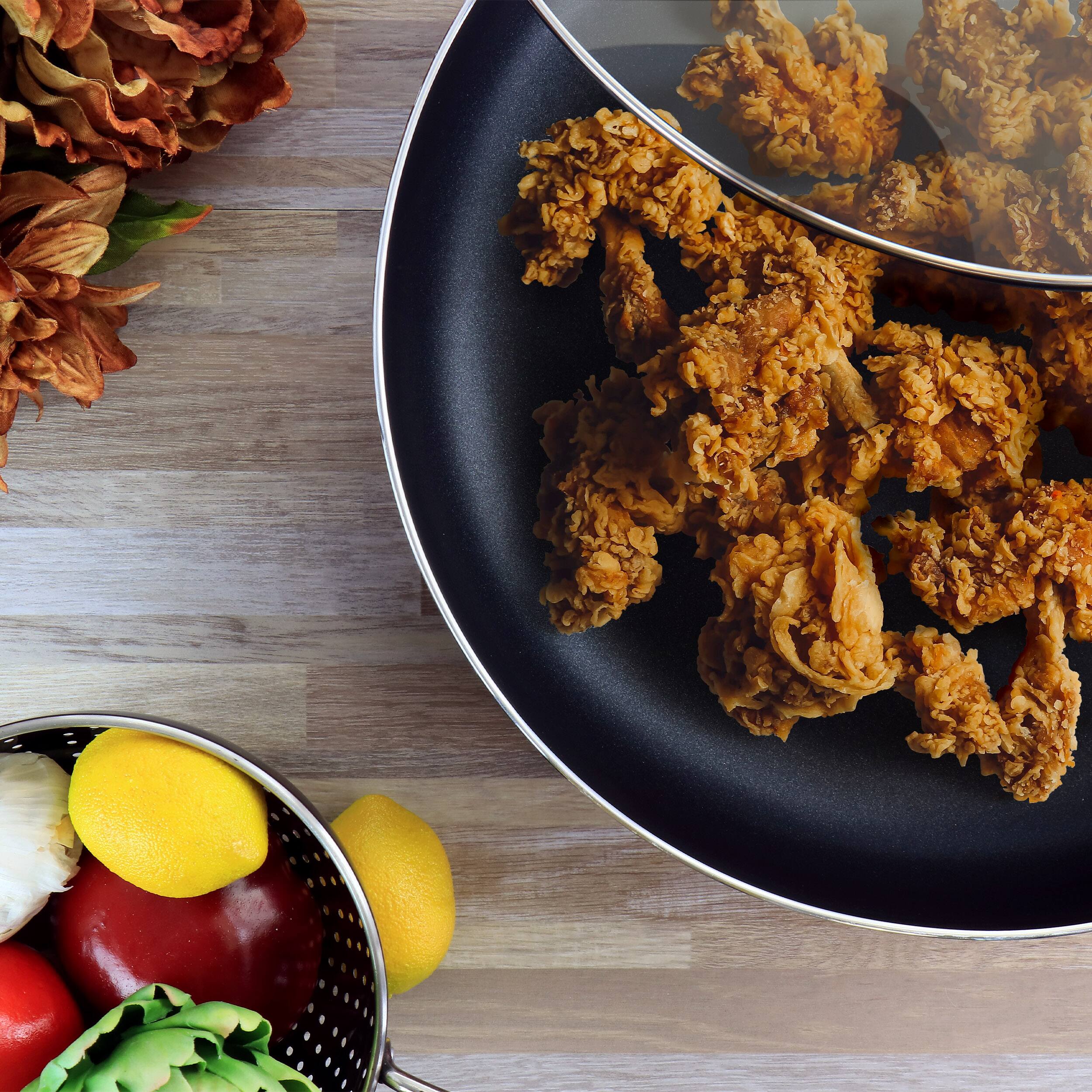 Alt View 4. Better Chef - Better Chef 14 Inch Red Aluminum Deep Fryer Pan with Glass Lid - Red.