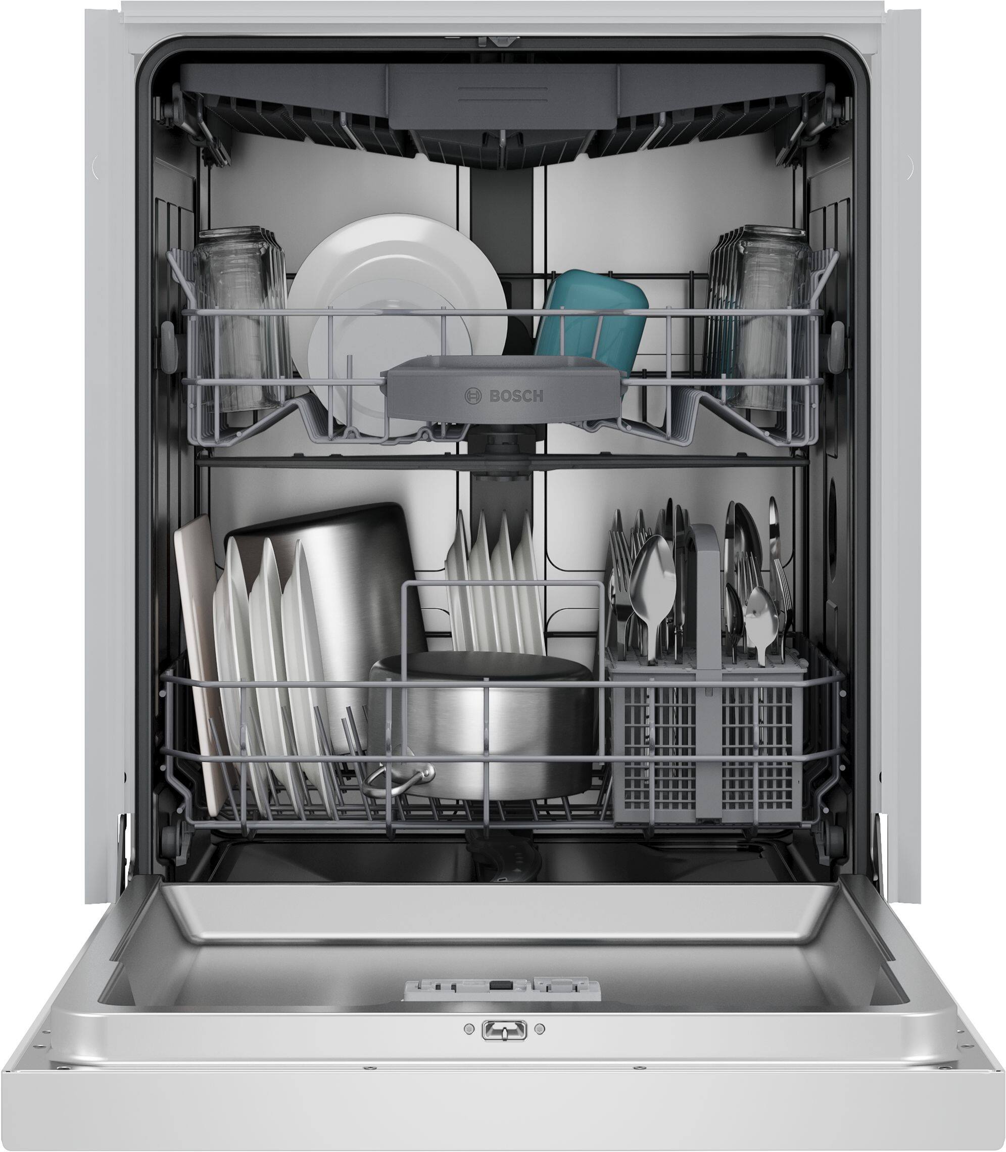 Alt View 4. Bosch - 300 Series 24" Front Control Smart Built-In Stainless Steel Tub Dishwasher with 3rd Rack and PrecisionWash, 48 dBA - White.