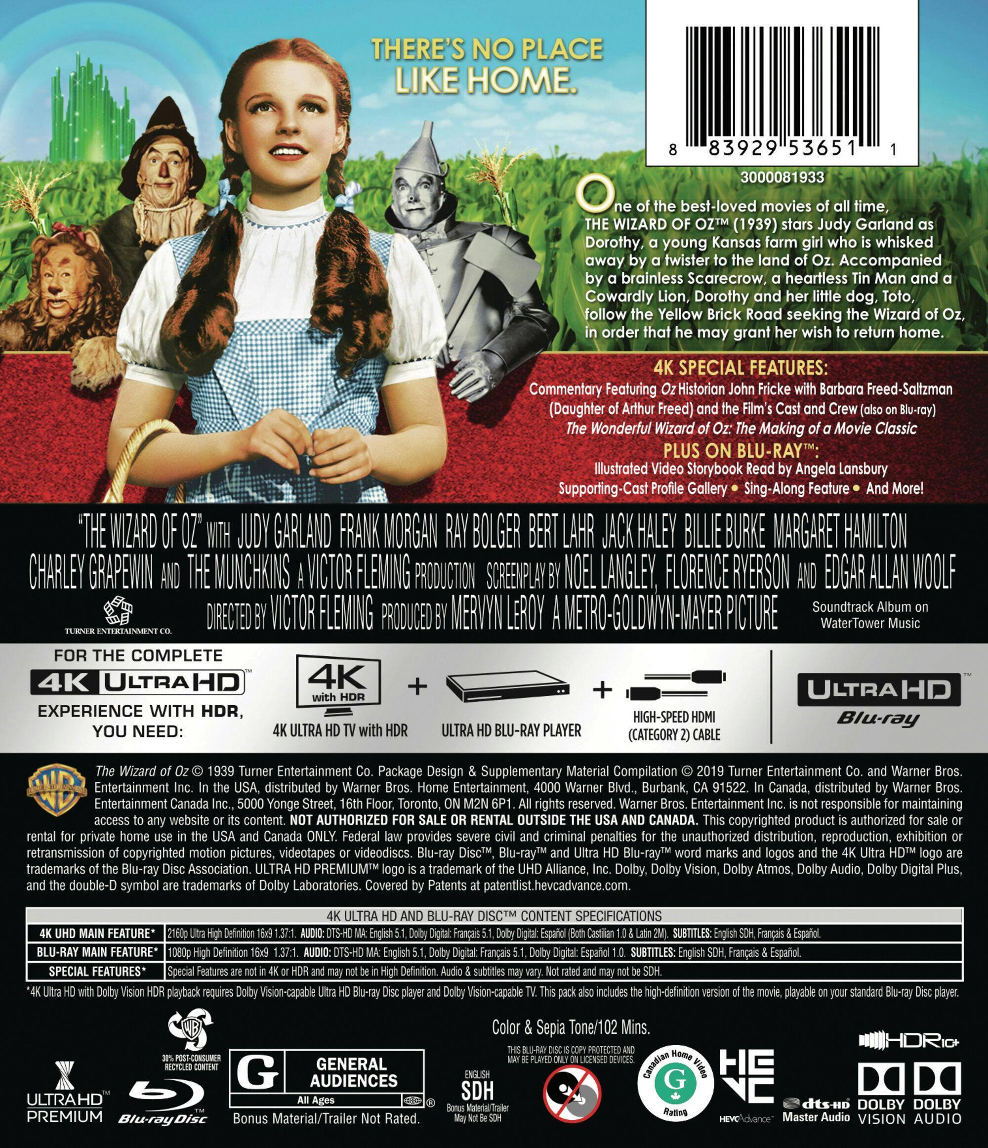 Angle. The Wizard of Oz (4K Ultra HD + Blu-ray) [UHD].