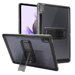 Dteck - Shockproof Matte Case for Samsung Galaxy Tab S9+, Rugged Slim Protective Cover with Folding Kickstand and Raised Edges - Black