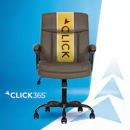 Click365 - Ergonomic Executive Office Chair with Lumbar Support & Reclining Leather Computer Desk Chair with Padded Arms & Swivels - Mocha Brown