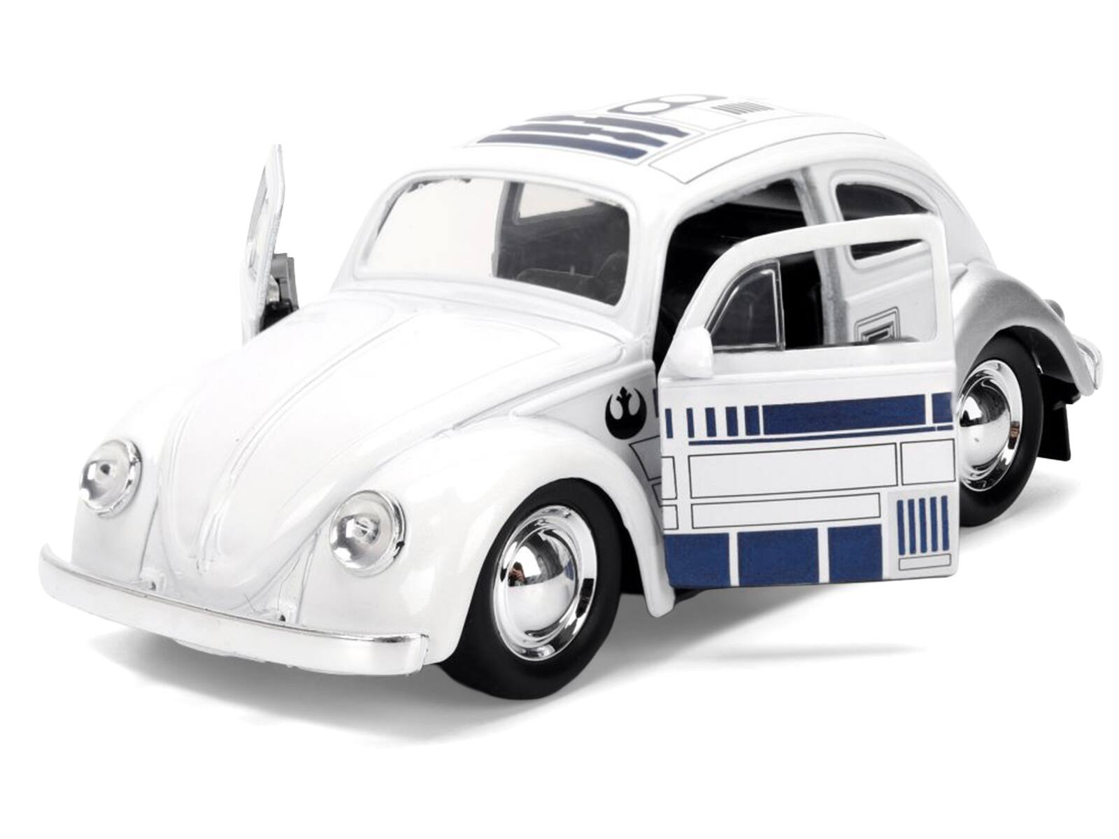 Alt View 1. Jada - 1959 Volkswagen Beetle "R2-D2" Livery White with Graphics "Star Wars" Franchise "Hollywood Rides" 1/32 Model Car by Jada - Multicolor.
