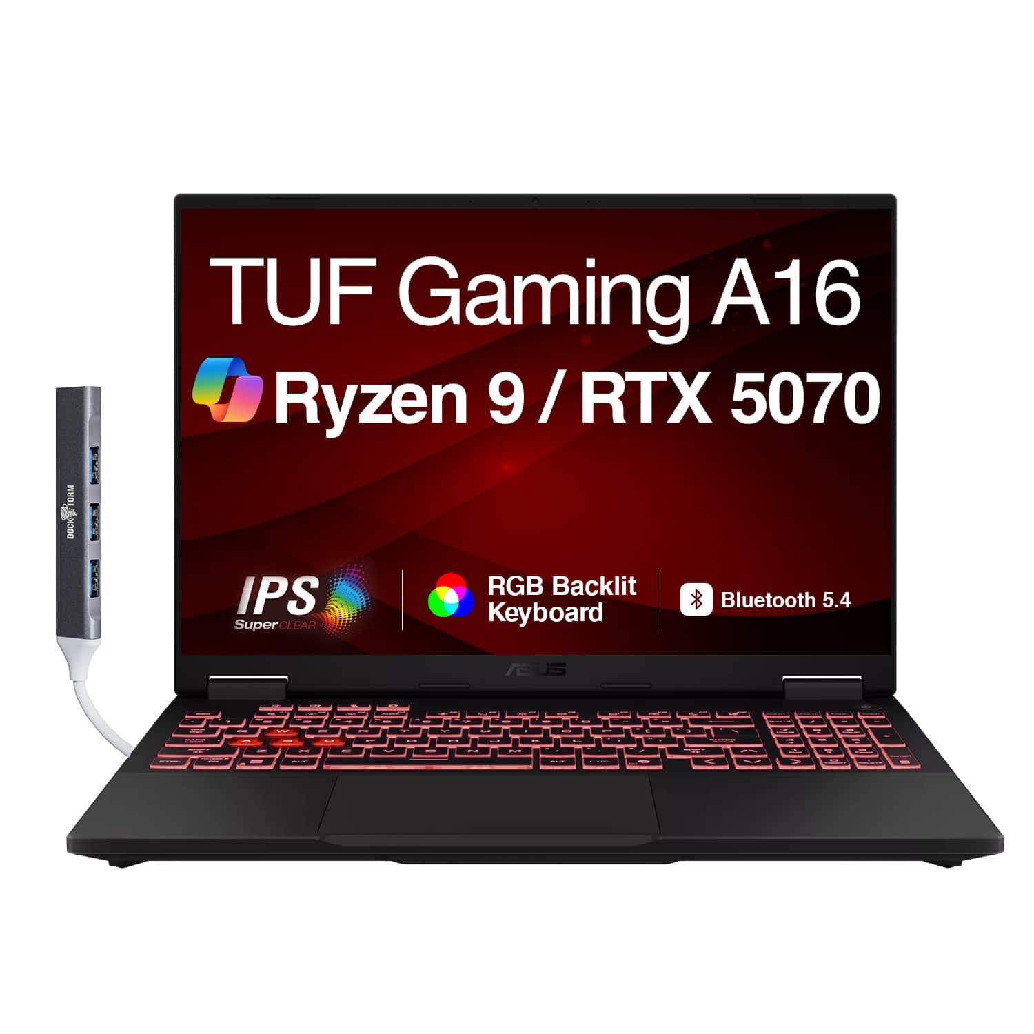 ASUS - TUF Gaming A16 Laptop 16.0 WUXGA Display (Ryzen 9 270, 64GB, 4TB SSD, Win 11 Pro) w/USB Hub - Jaegar Gray