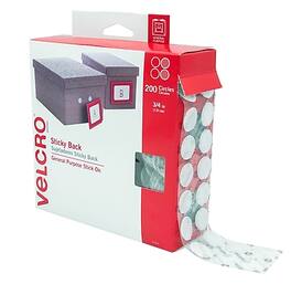 Velcro - Brand 3/4" Sticky Back Hook & Loop Fastener Dots, 200/Pack - White