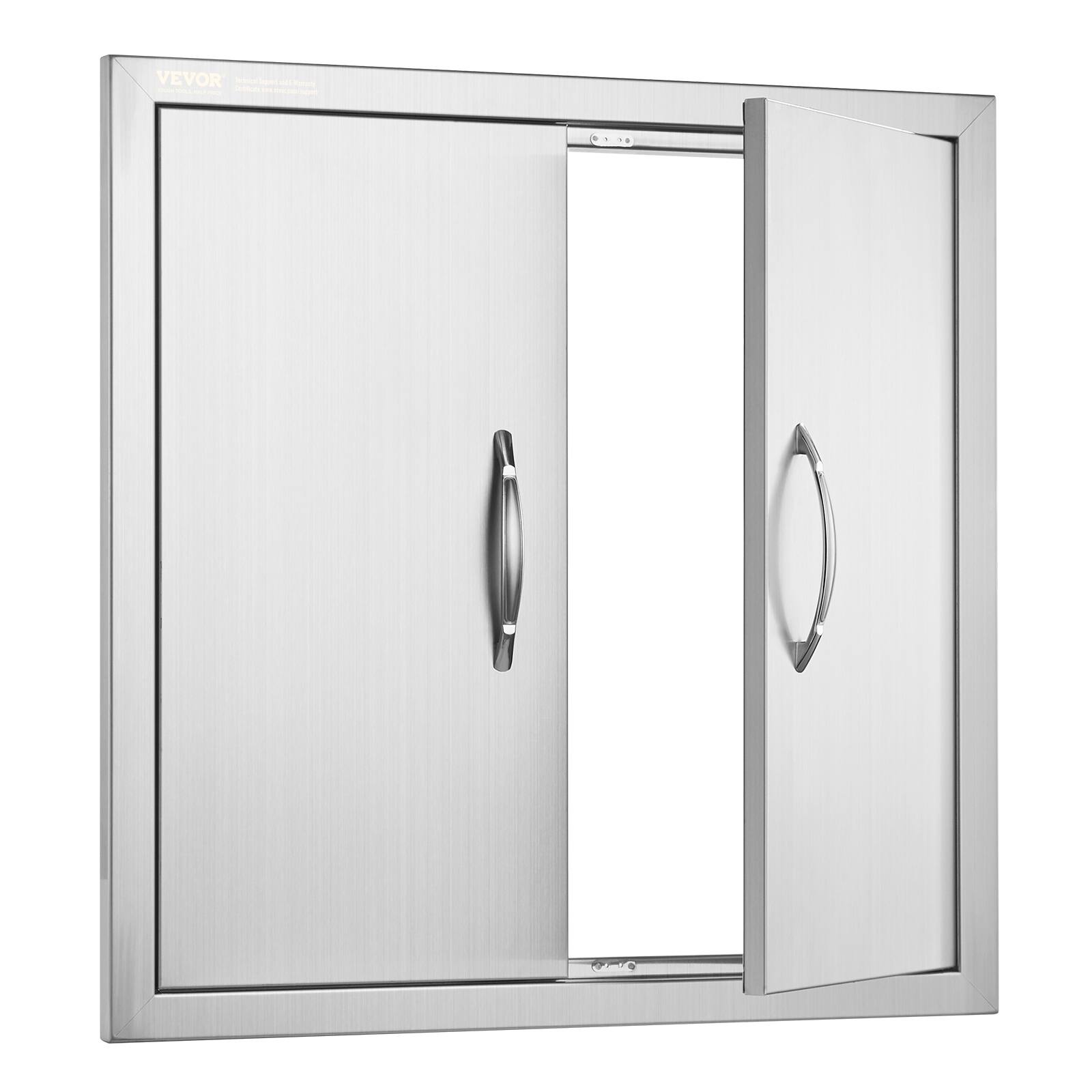 Alt View 5. VEVOR - BBQ Access Door, 24W x 24H Inch Double Outdoor Kitchen Door, Stainless Steel Flush Mount Door, Double Wall Vertical Door - Silver.