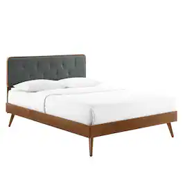 Modway - Bridgette Wood Queen Platform Bed With Splayed Legs - Brown