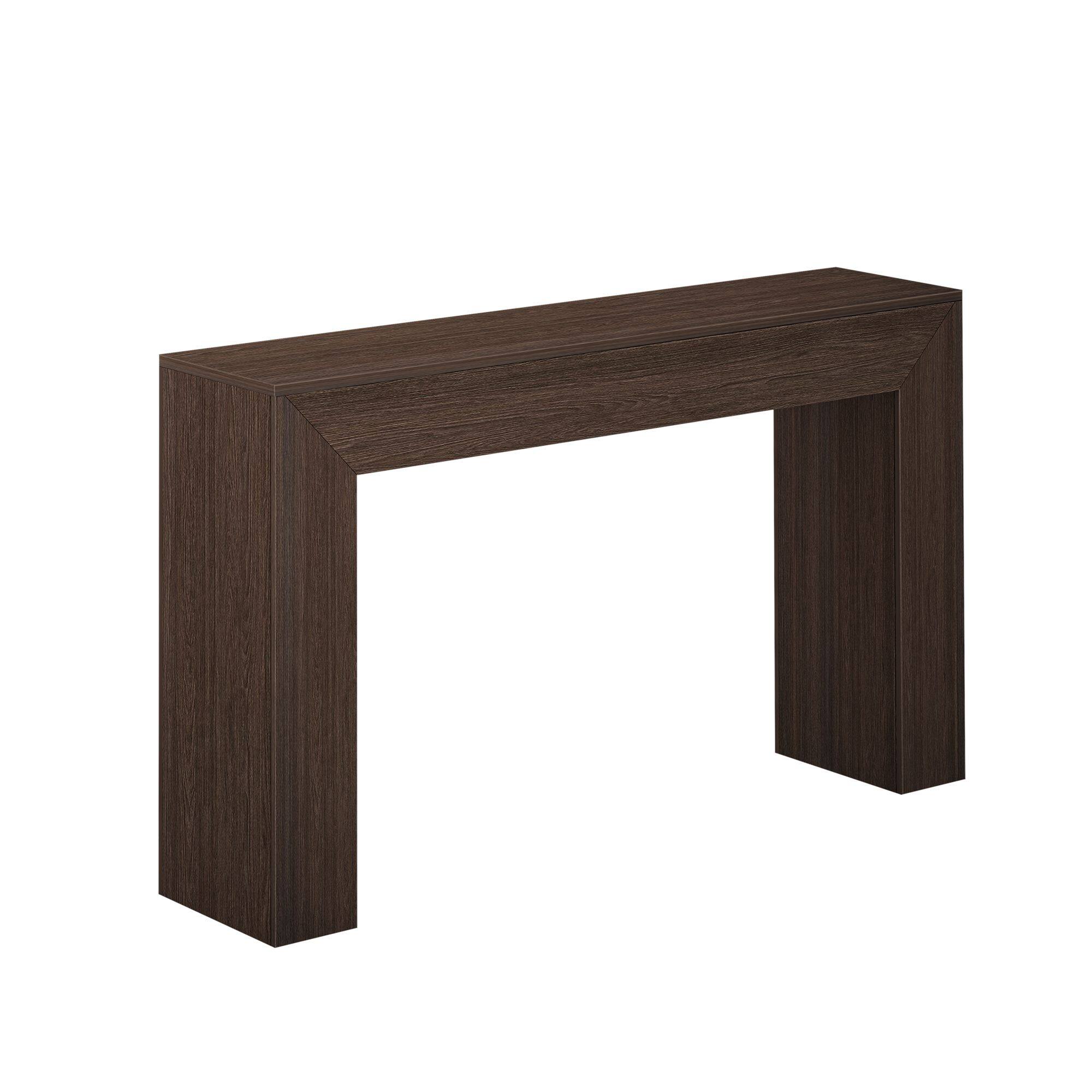 Alt View 2. Plank+Beam - Grande Console Table (56in / 1420mm), Walnut Wirebrush - Walnut Wirebrush.