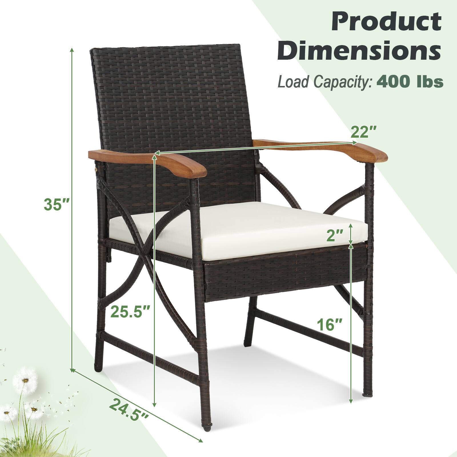 Product Dimensions  
Load Capacity: 400 lbs  
22"  
35"  
2"  
25.5"  
16"  
24.5"