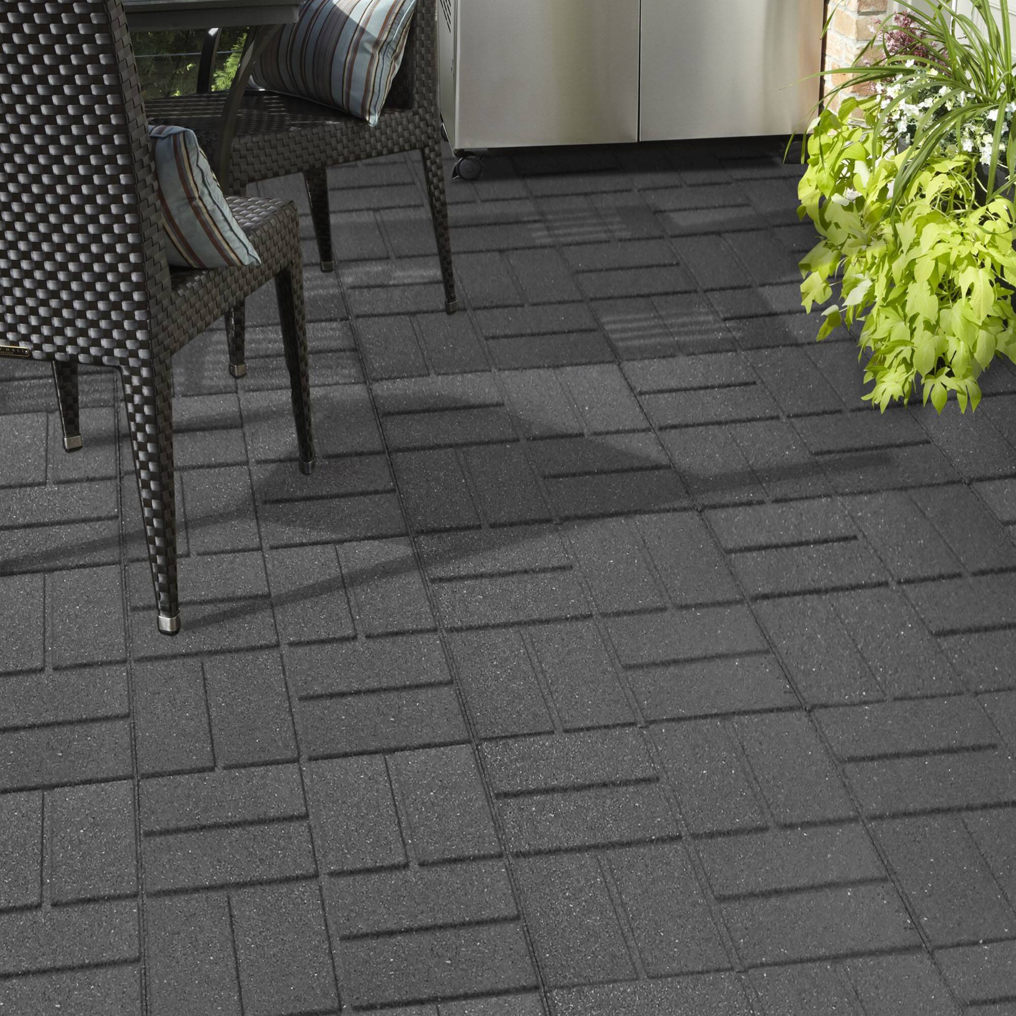 Alt View 3. Tierra Verde - Tierra Verde 16" x 16" Brick Rubber Paver, Outdoor Floor Tiles, Grey, 4 Pack.