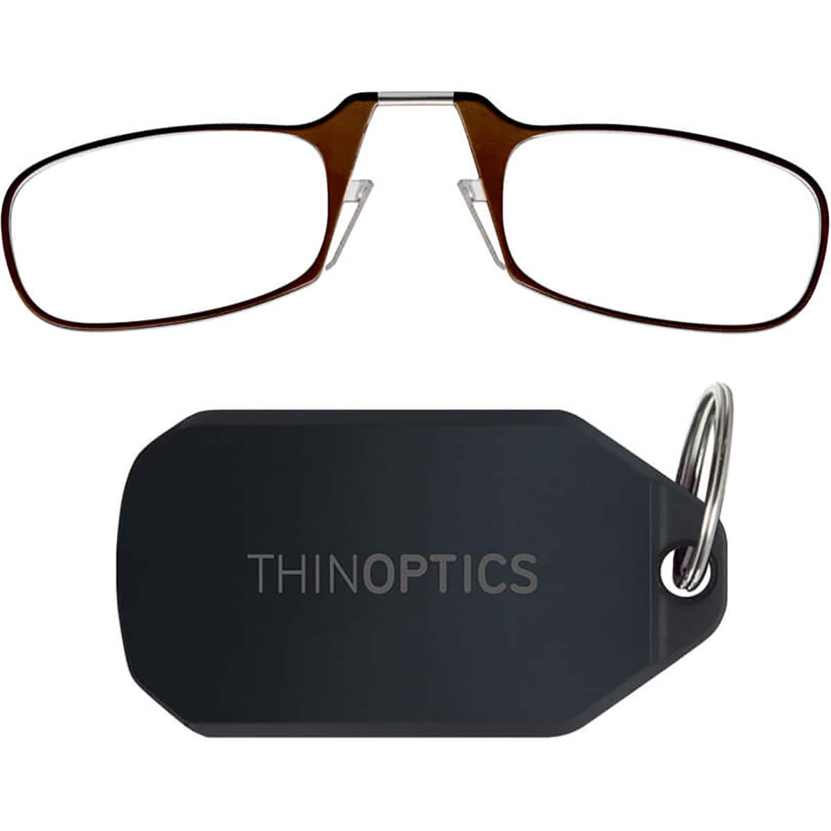 ThinOptics - 1.0 Reading Glasses with Black KeyChain - Brown