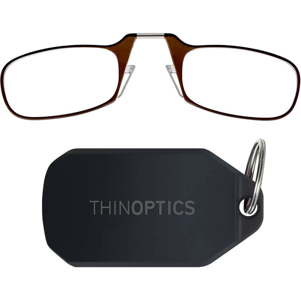 Front. ThinOptics - 2.0 Reading Glasses with Black KeyChain - Brown.