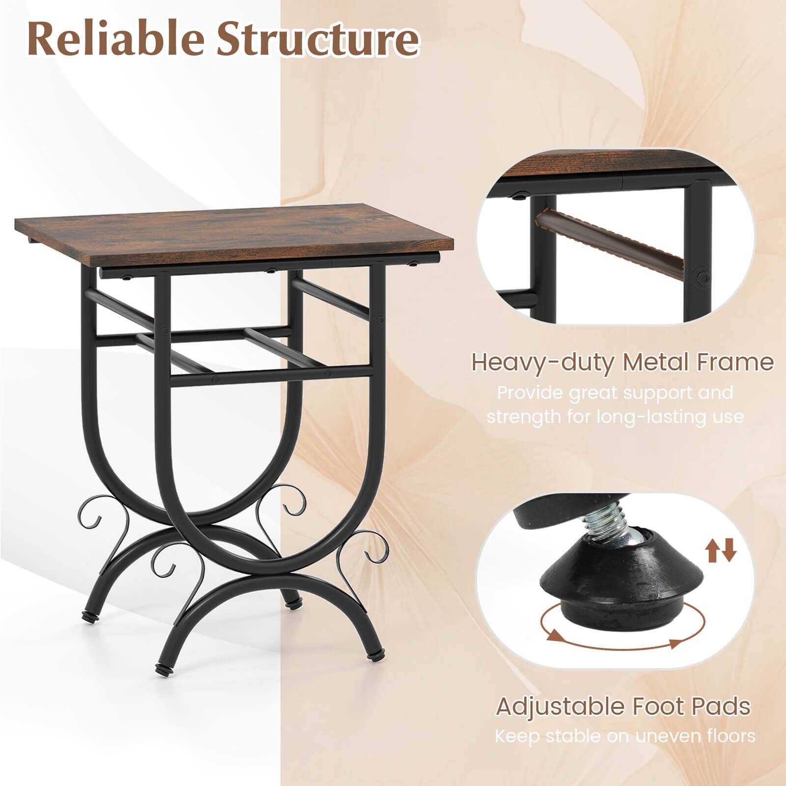Reliable Structure: Heavy-duty Metal Frame Provides great support and strength for long-lasting use. Adjustable Foot Pads: Keep stable on uneven floors.