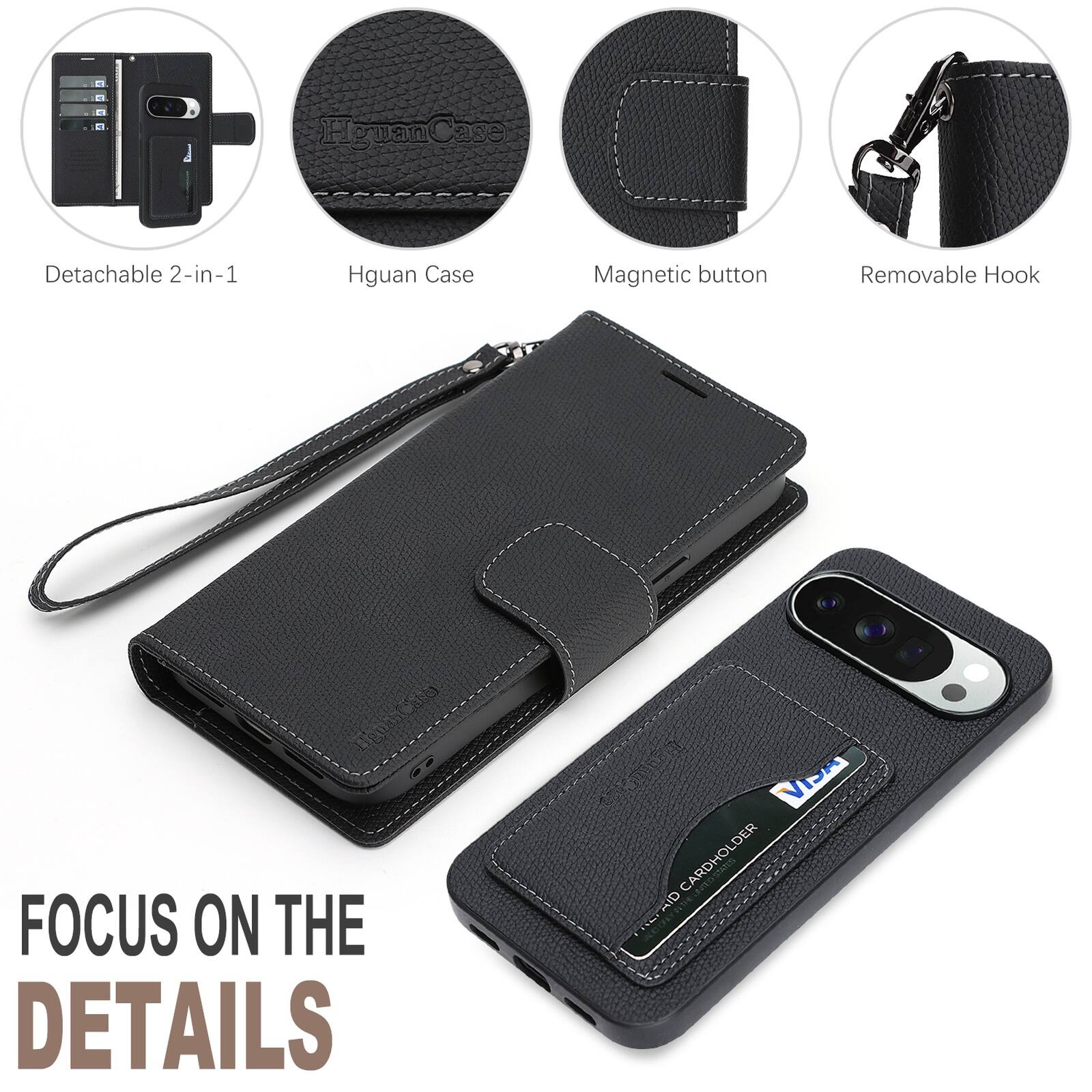 A Hguan Case Detachable 2-in-1 Hguan Case Magnetic button Removable Hook FOCUS ON THE DETAILS VIJA CARDHOLDER NEPAID AID