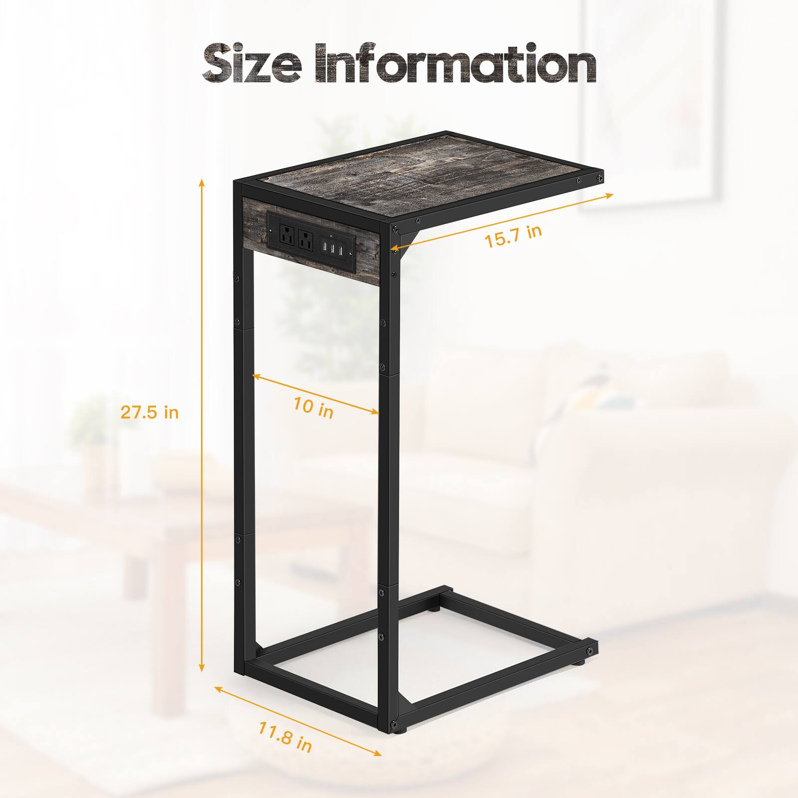 Size Information: 15.7 in, 27.5 in, 10 in, 11.8 in