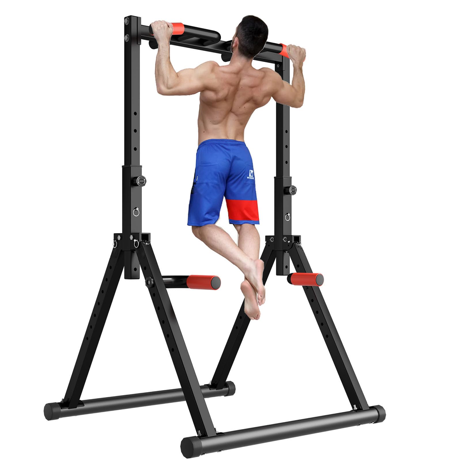 Front. ThinkLink Electronic - Foldable Power Tower Pull Up Bar Dip Station Adjustable Multifunction Workout Gym Strength Equipment For Home - Black Style 1 - Multifunction Bar.