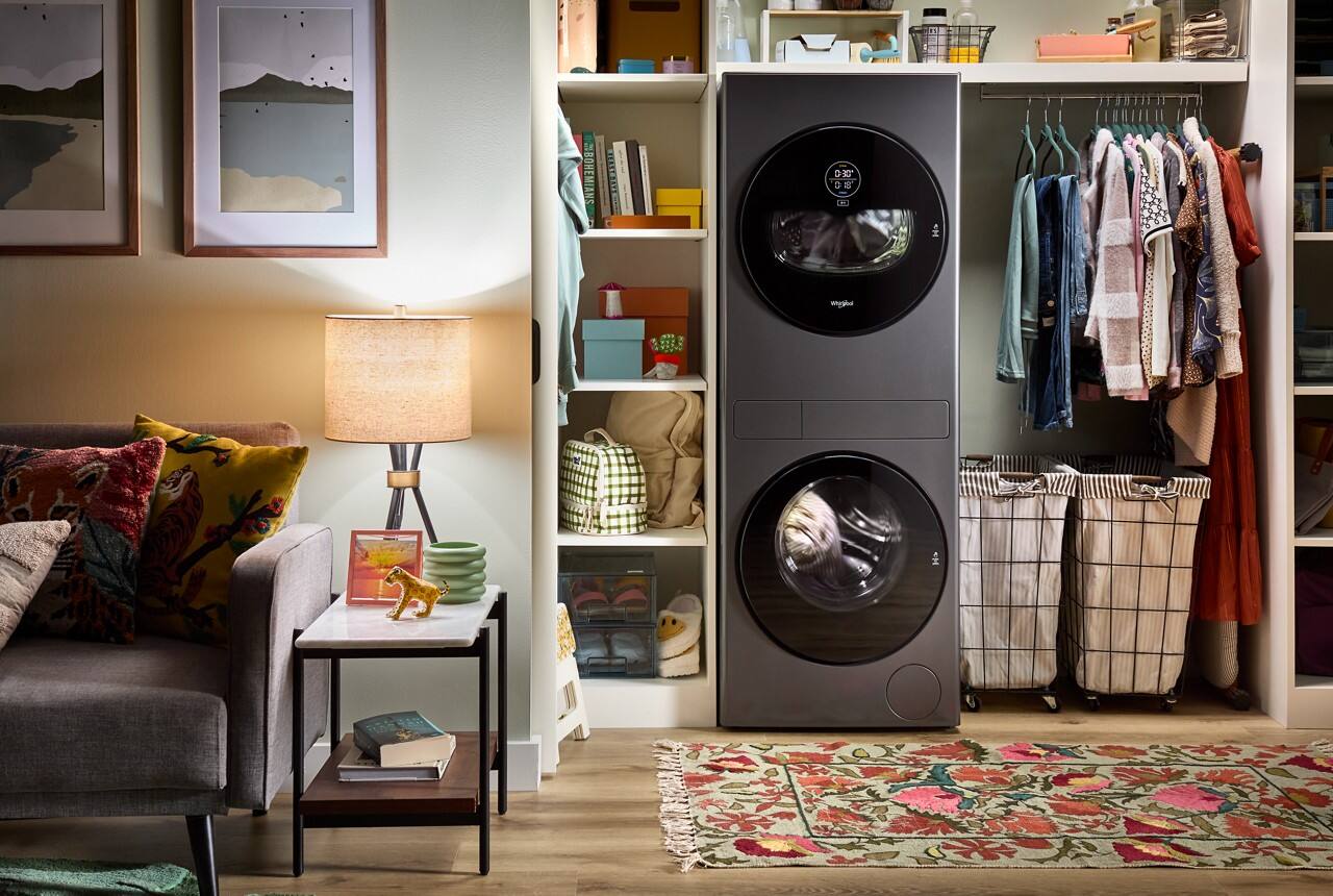 Alt View 11. Whirlpool - 2.7 Cu. Ft. Washer and 4.3 Cu. Ft. Electric Dryer Ventless Heat Pump Laundry Tower and Energy Star - Titanium Metallic.