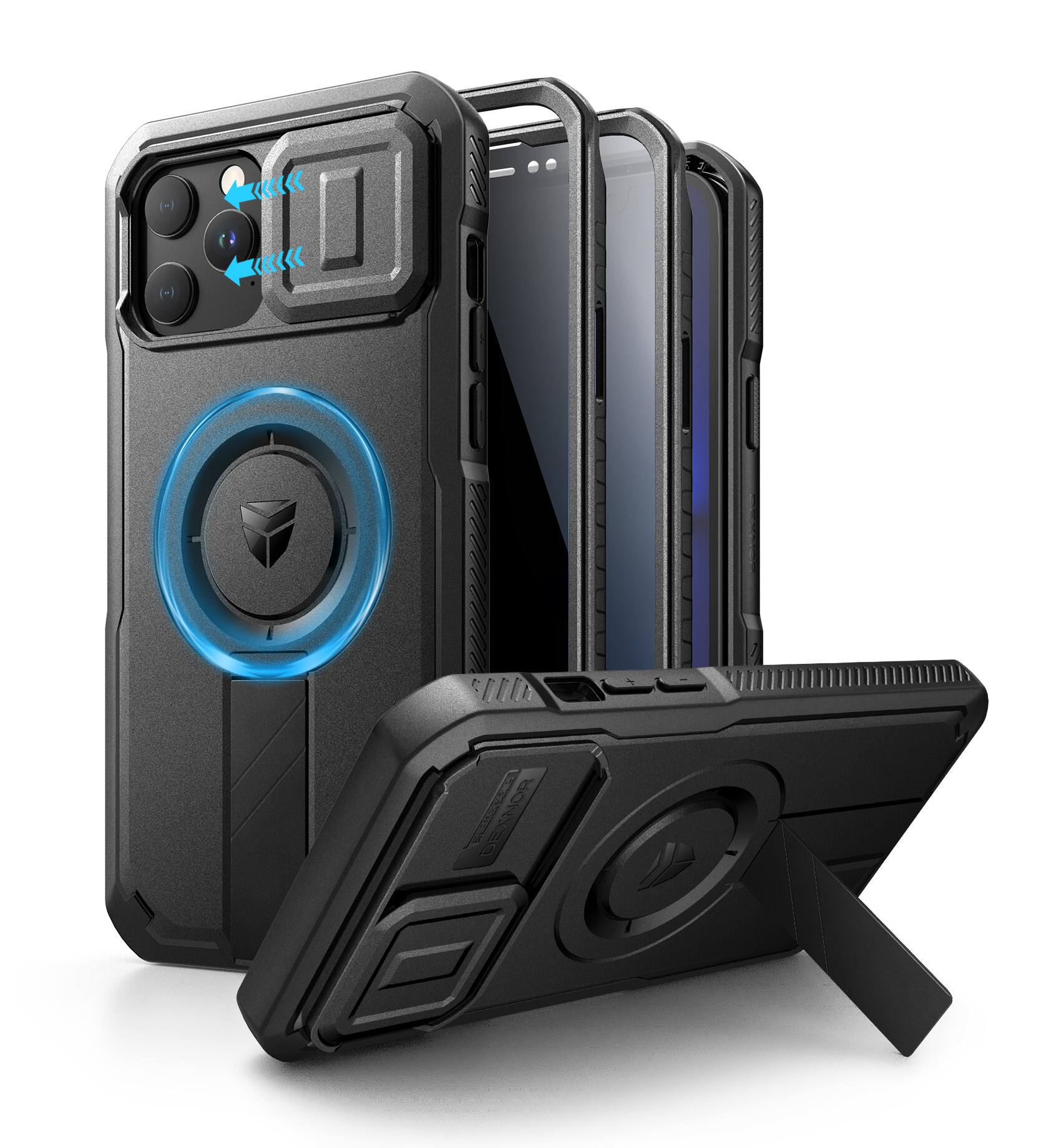 Dexnor - Case for iPhone 13 Pro Max/12 Pro Max with Privacy Screen Protector Compatible with MagSafe Rugged Bumper Case - Privacy Black