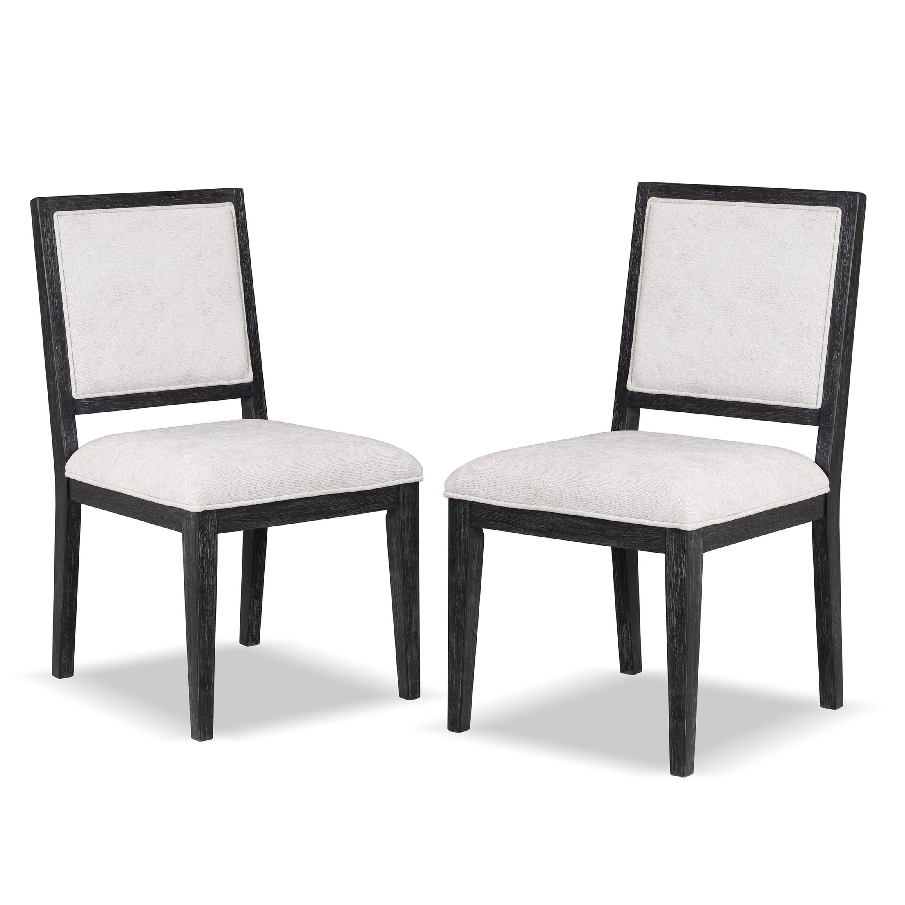 Manhattan Lane - Ginie Dining Side Chair Set of 2, Farmhouse Legs, Black Rubberwood - Black, White