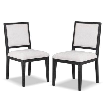 Front. Manhattan Lane - Ginie Dining Side Chair Set of 2, Farmhouse Legs, Black Rubberwood - Black, White.