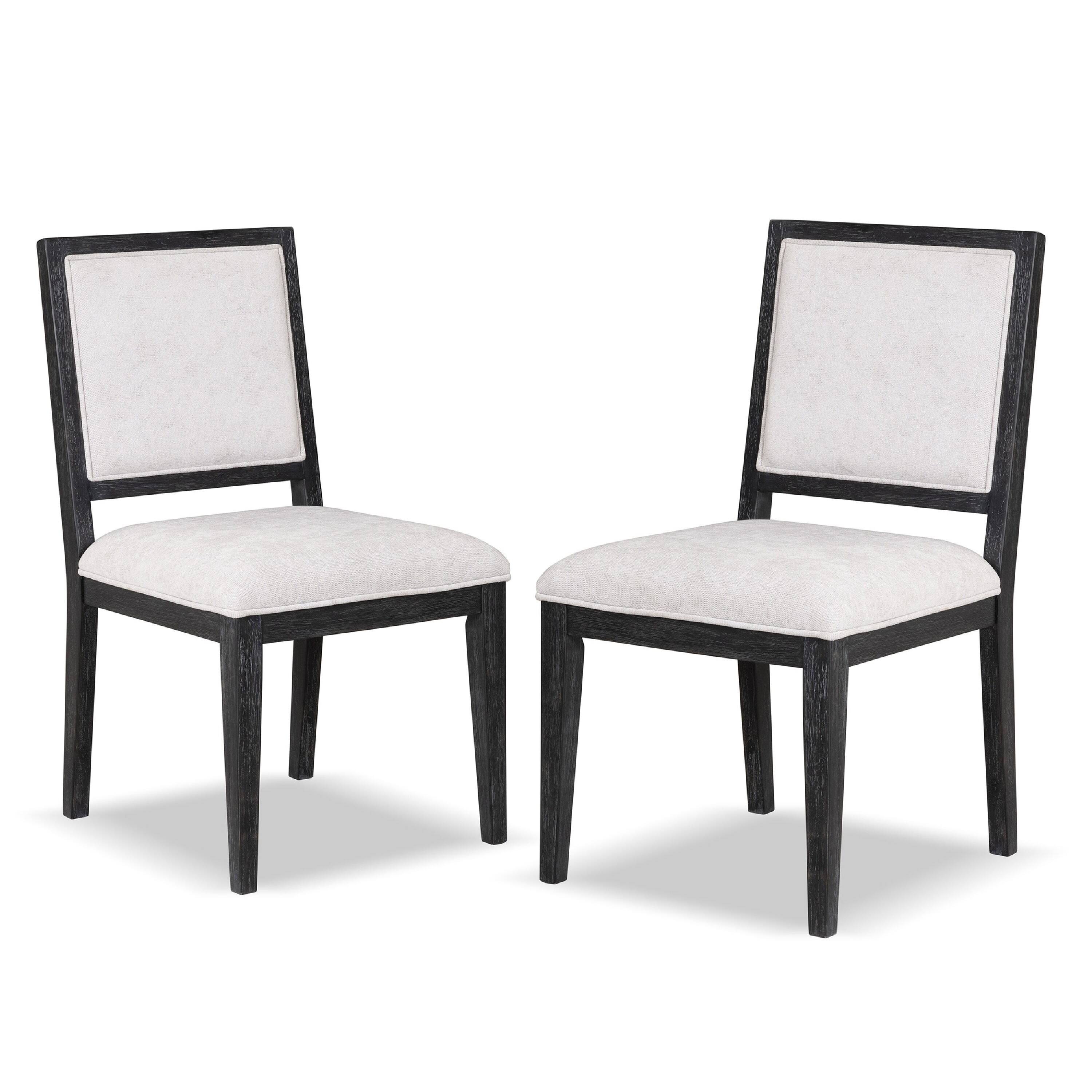 Front. Manhattan Lane - Ginie Dining Side Chair Set of 2, Farmhouse Legs, Black Rubberwood - Black, White.