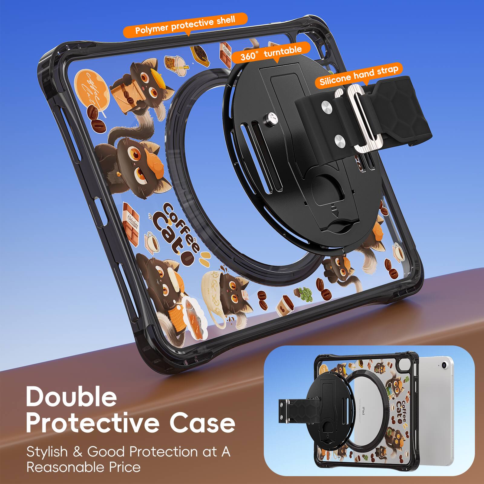 Polymer protective shell

360° turntable

Silicone hand strap

Double Protective Case

Stylish & Good Protection at A Reasonable Price