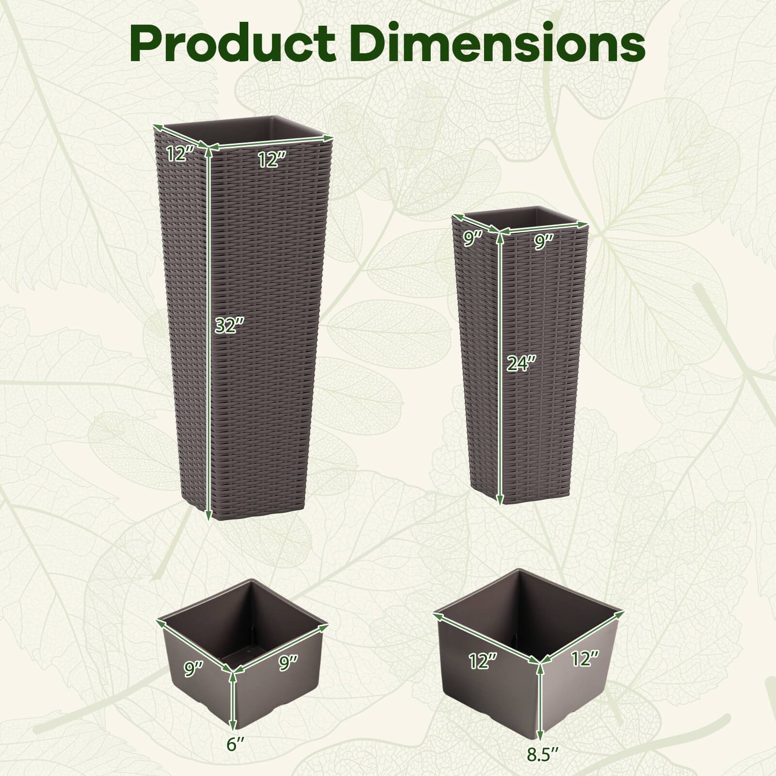 Product Dimensions: 12" x 12" x 32", 9" x 9" x 24", 9" x 9" x 6", 12" x 12" x 8.5"