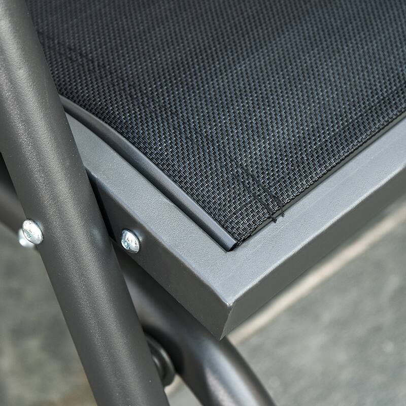 Alt View 7. Outsunny - Porch Glider Set of 2, Metal Frame Swing Glider Chair with Breathable Mesh Fabric, Curved Armrests and Steel Frame - Black.