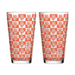 Logo Brands - San Francisco Giants Two-Pack Gridiron Stained 16oz. Pint Glass Set - Multicolor