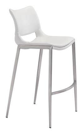 Front. Hivvago - Ace Barstool (Set of 2) White & Silver - White & Silver.