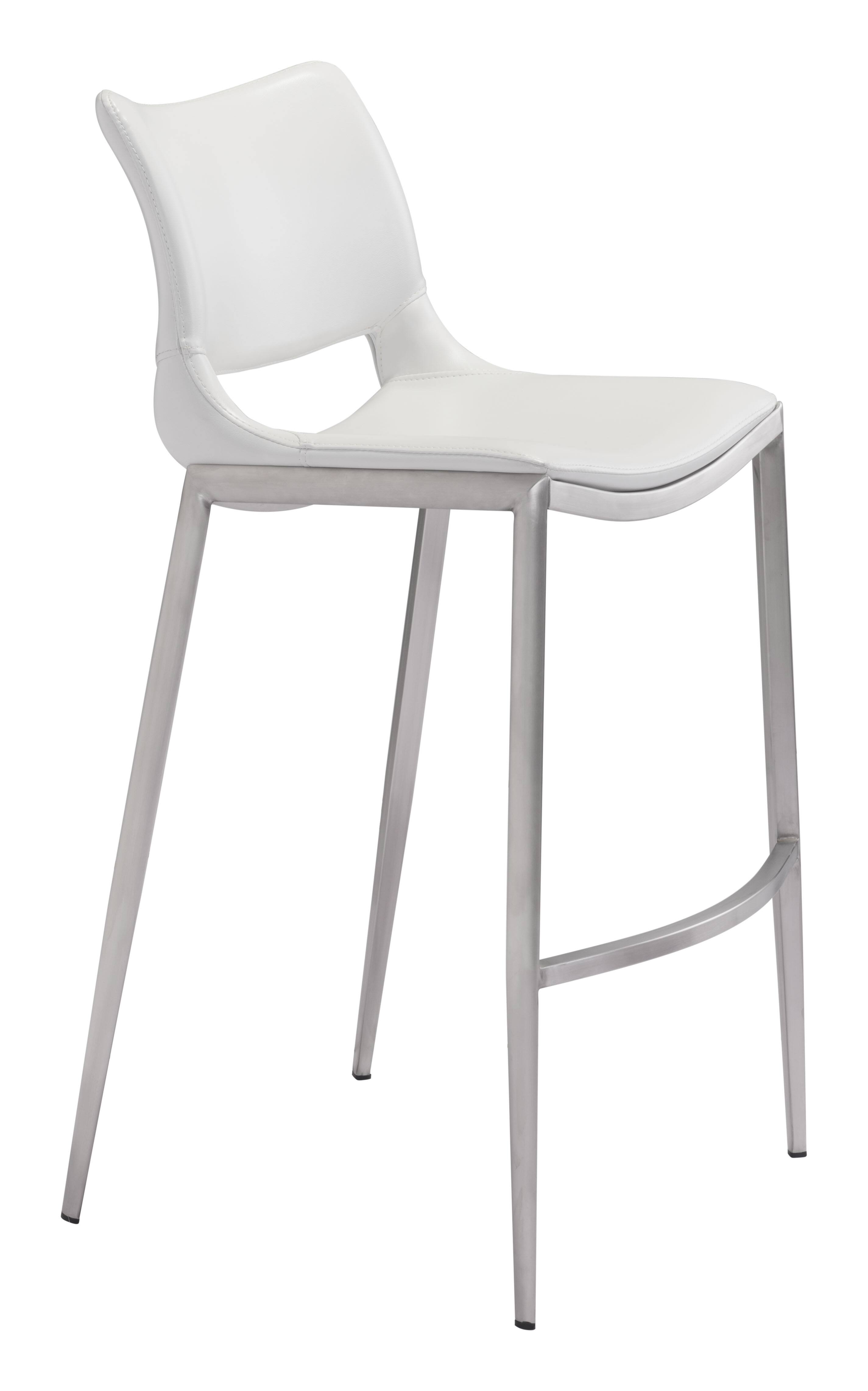 Front. Hivvago - Ace Barstool (Set of 2) White & Silver - White & Silver.