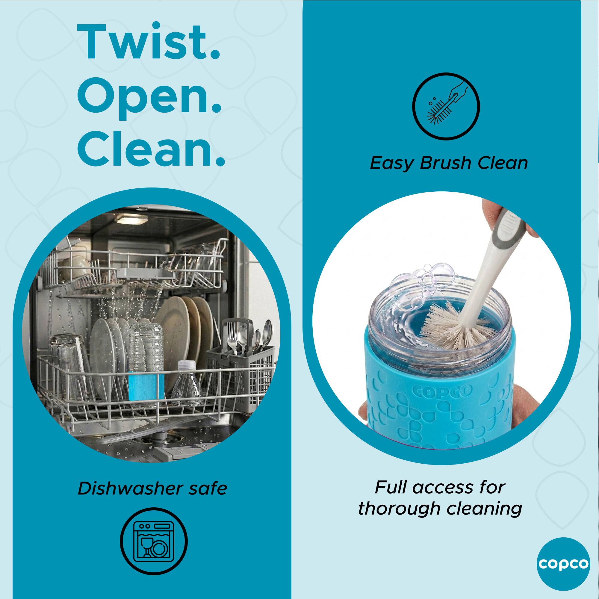 Twist. Open. Clean.

Easy Brush Clean

Dishwasher safe

Full access for thorough cleaning

copco