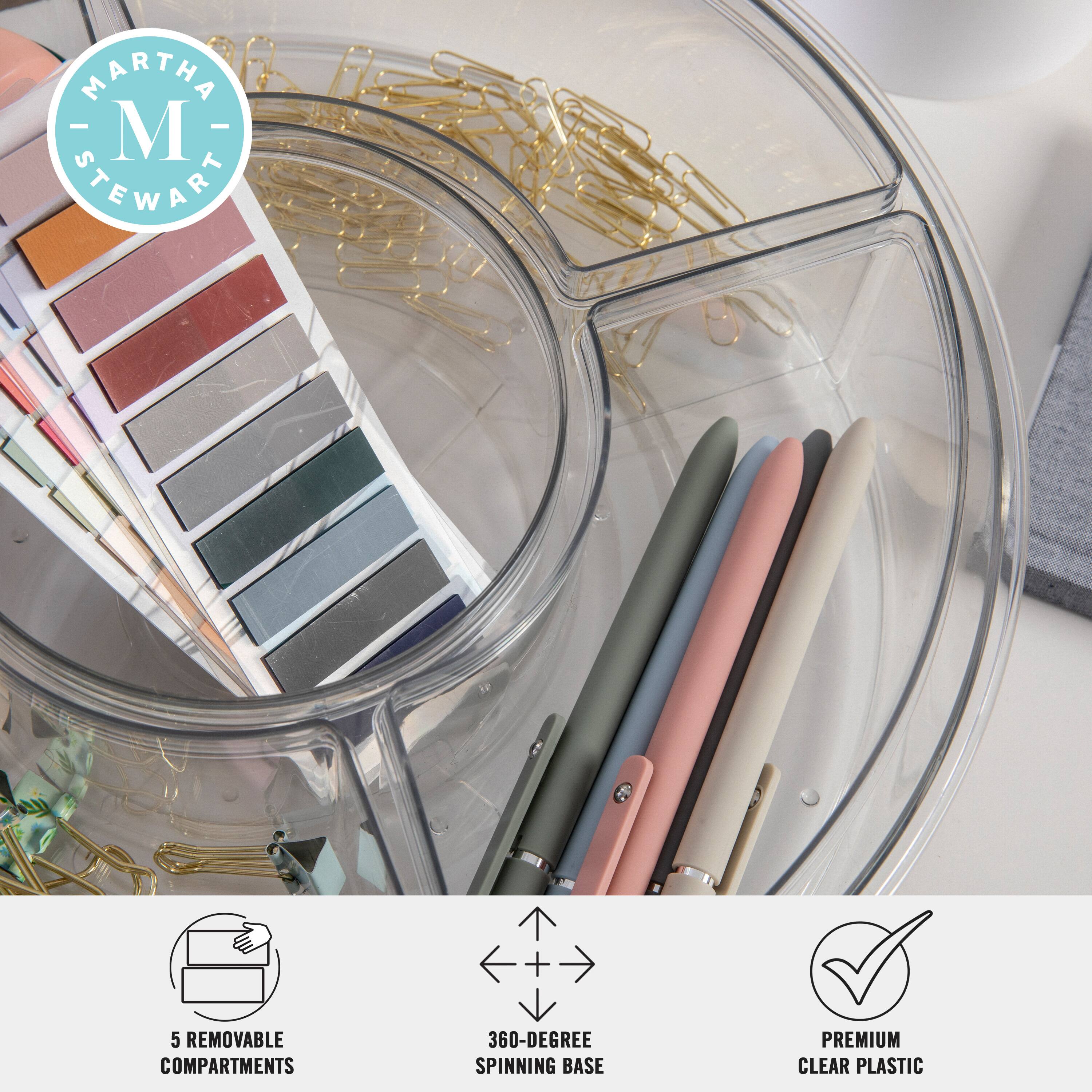 MARTHA STEWART + 5 REMOVABLE COMPARTMENTS 360-DEGREE SPINNING BASE PREMIUM CLEAR PLASTIC