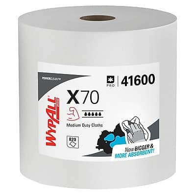 "WypAll - PowerClean X70 Fabric Cleaning Wipers, 13.3"" x 13.4"", 820 Sheets/Roll (41600) - White" price history on PriceWatchPro