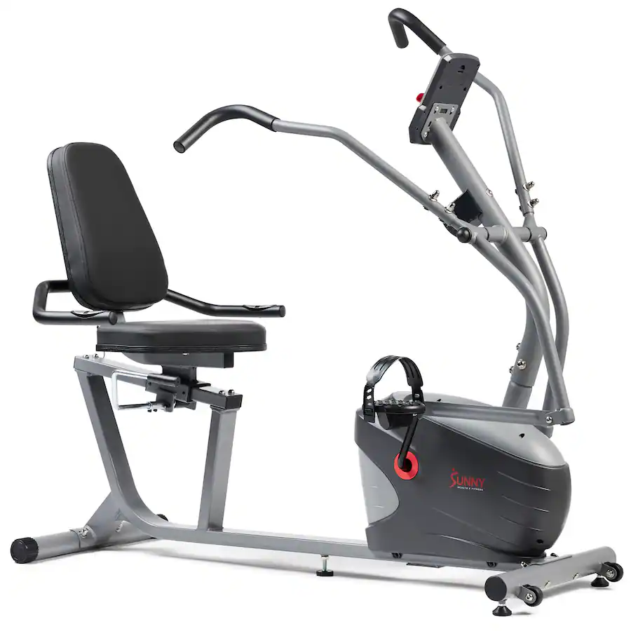 Sunny Health Fitness Performance Smart Recumbent Bike with Arm