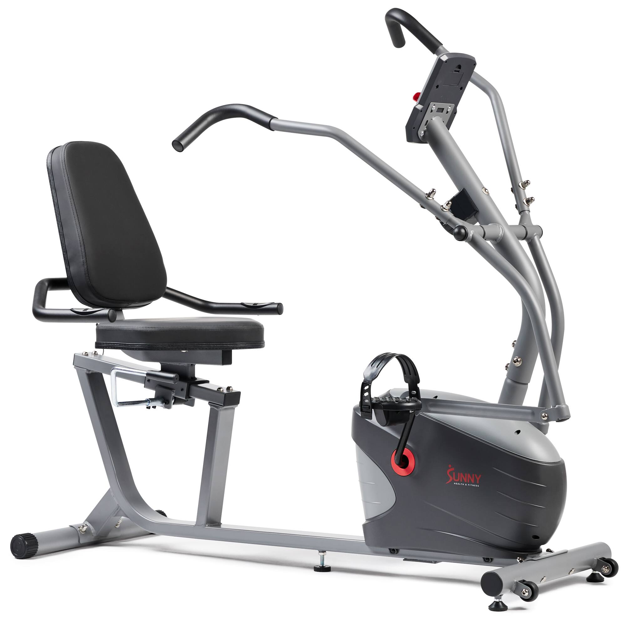 Alt View 3. Sunny Health & Fitness - Performance Smart Recumbent Bike with Arm Exerciser - Grey.