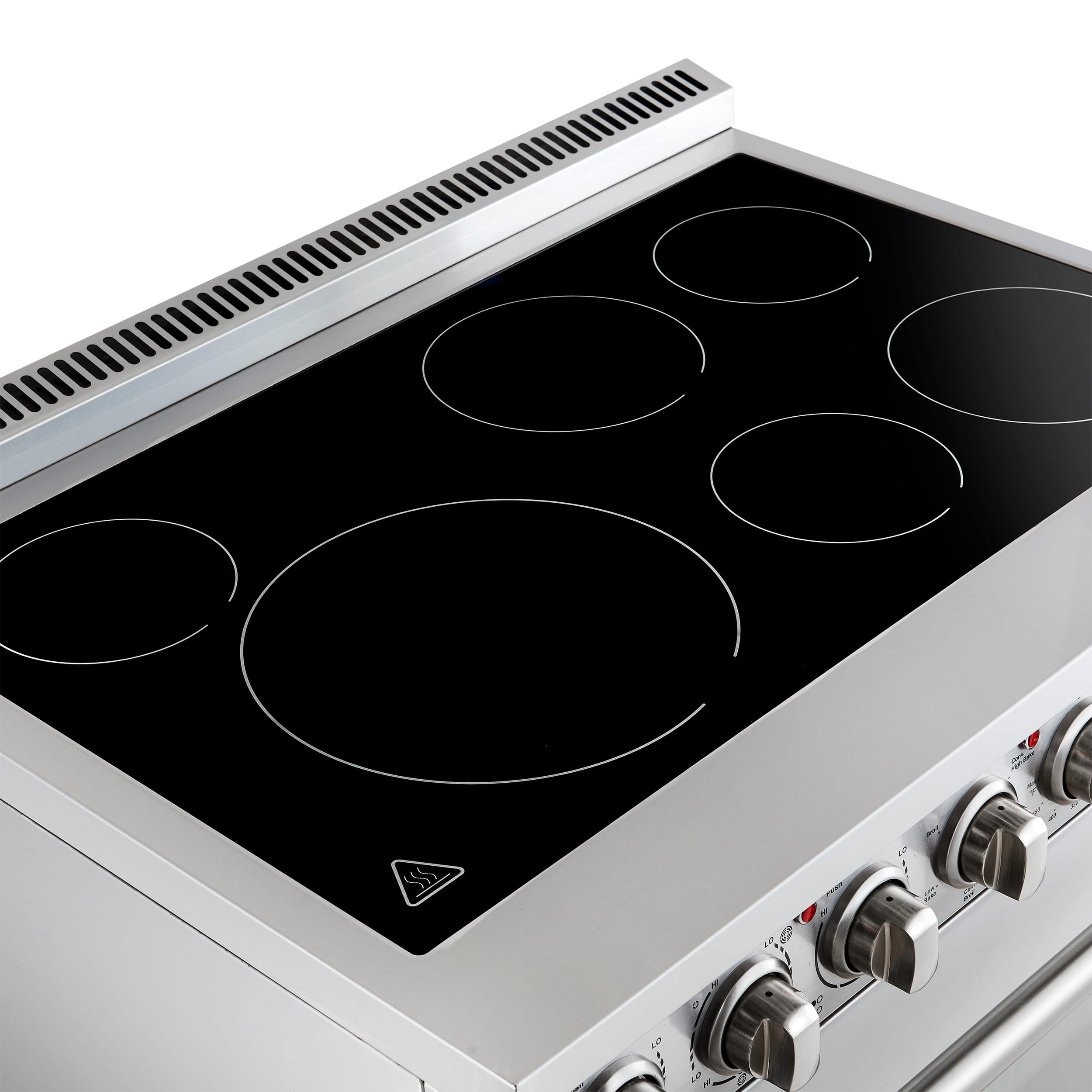 Alt View 3. Forno Appliances - Paolo 5.44 Cu. Ft. Freestanding Electric True Convection Range with Warming Zone - Silver.