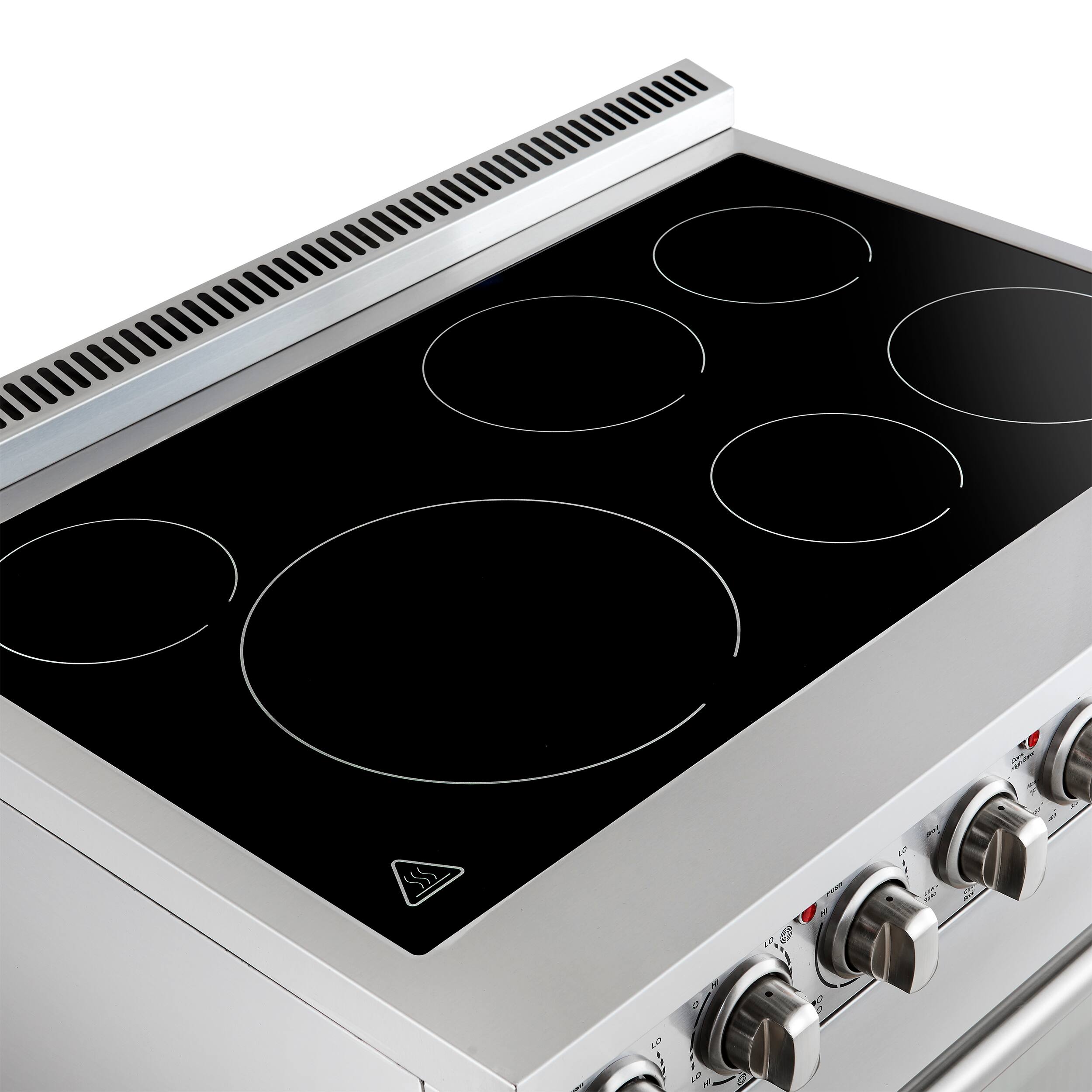 Alt View 3. Forno Appliances - Paolo 5.44 Cu. Ft. Freestanding Electric True Convection Range with Warming Zone - Silver.