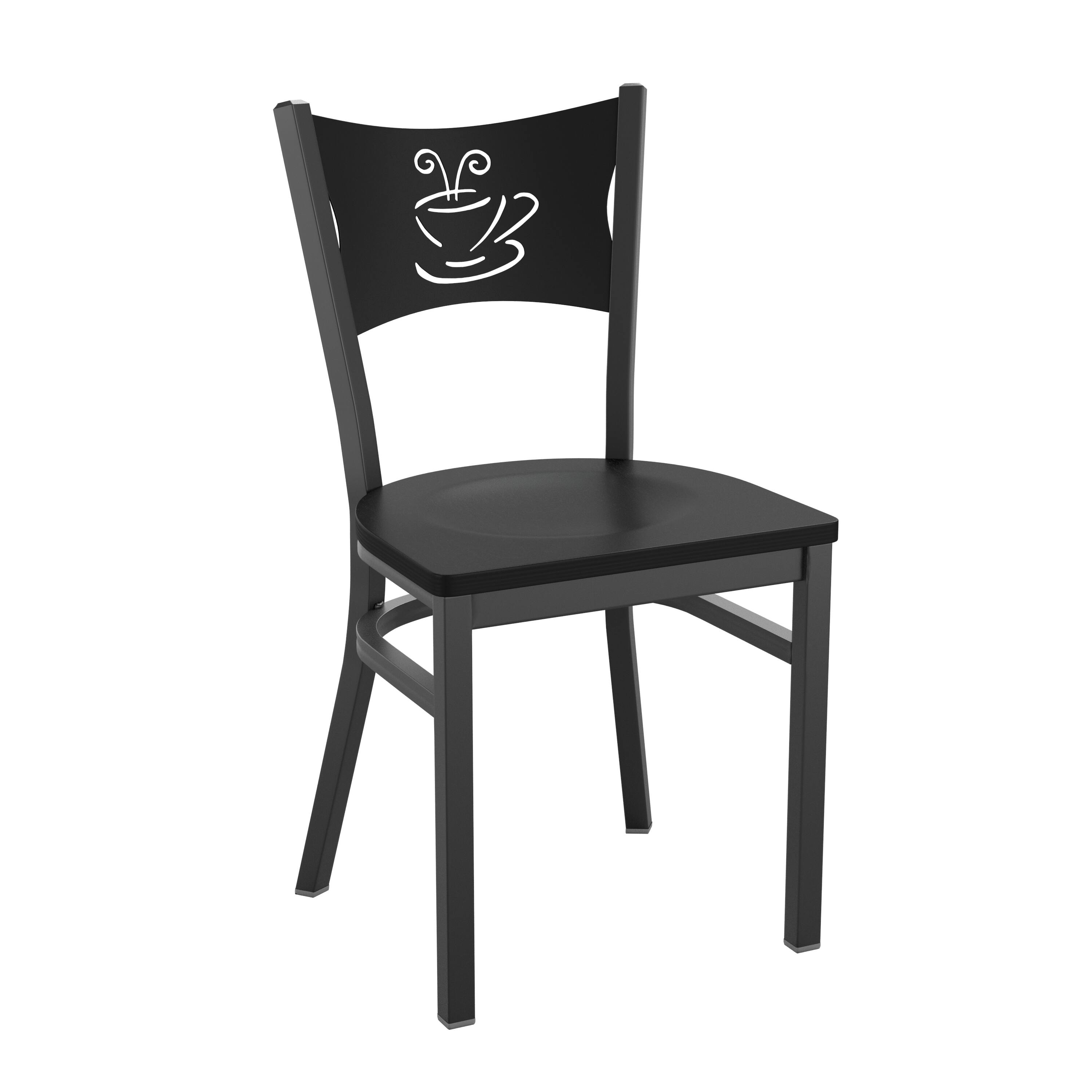 Front. Flash Furniture - HERCULES Series Black Coffee Back Metal Restaurant Chair - Black Wood Seat - Black.