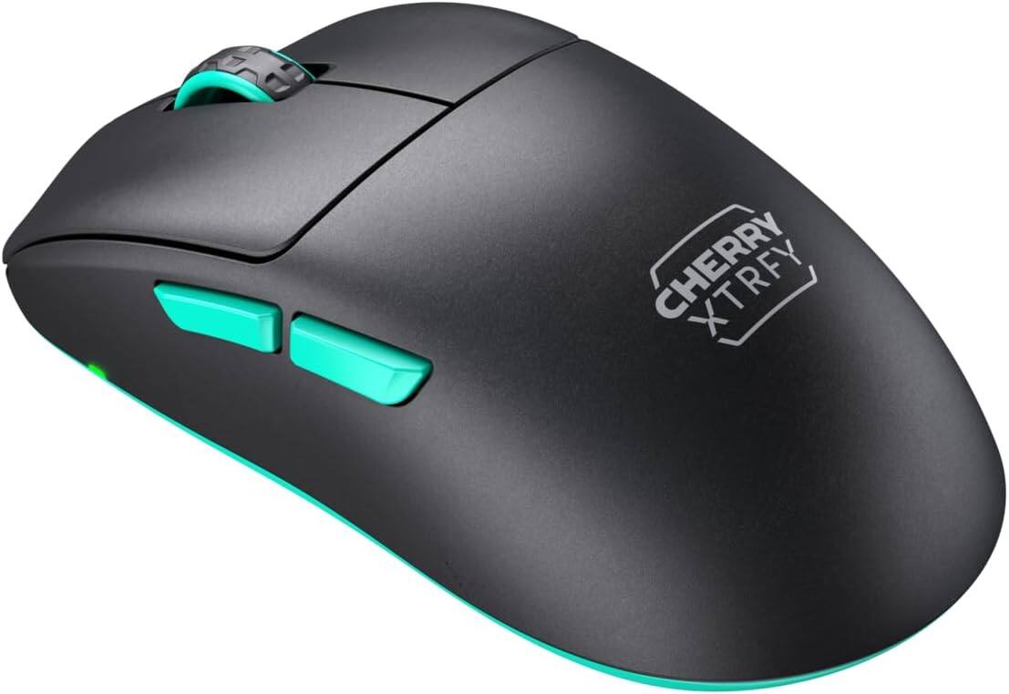Left. CHERRY - CHERRY XTRFY M68 Wireless Gaming Mouse - Black, 53g Ultra-Lightweight, Pixart 3395 Sensor, 26,000 DPI - Black.