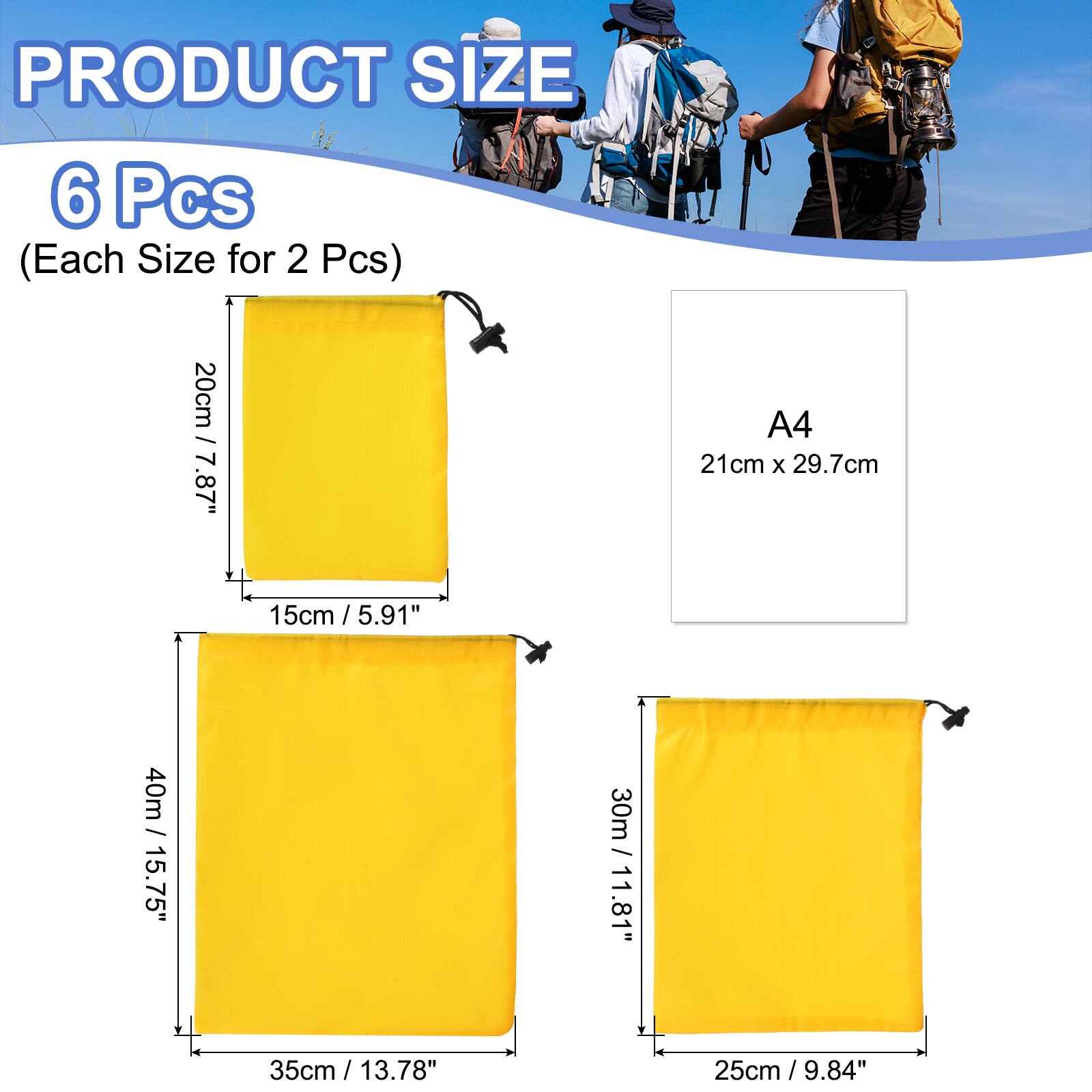 PRODUCT SIZE

6 Pcs (Each Size for 2 Pcs)

- 20cm / 7.87"
- 15cm / 5.91"
- 40m / 15.75"
- 35cm / 13.78"
- 30m / 11.81"
- 25cm / 9.84"

A4
21cm x 29.7cm