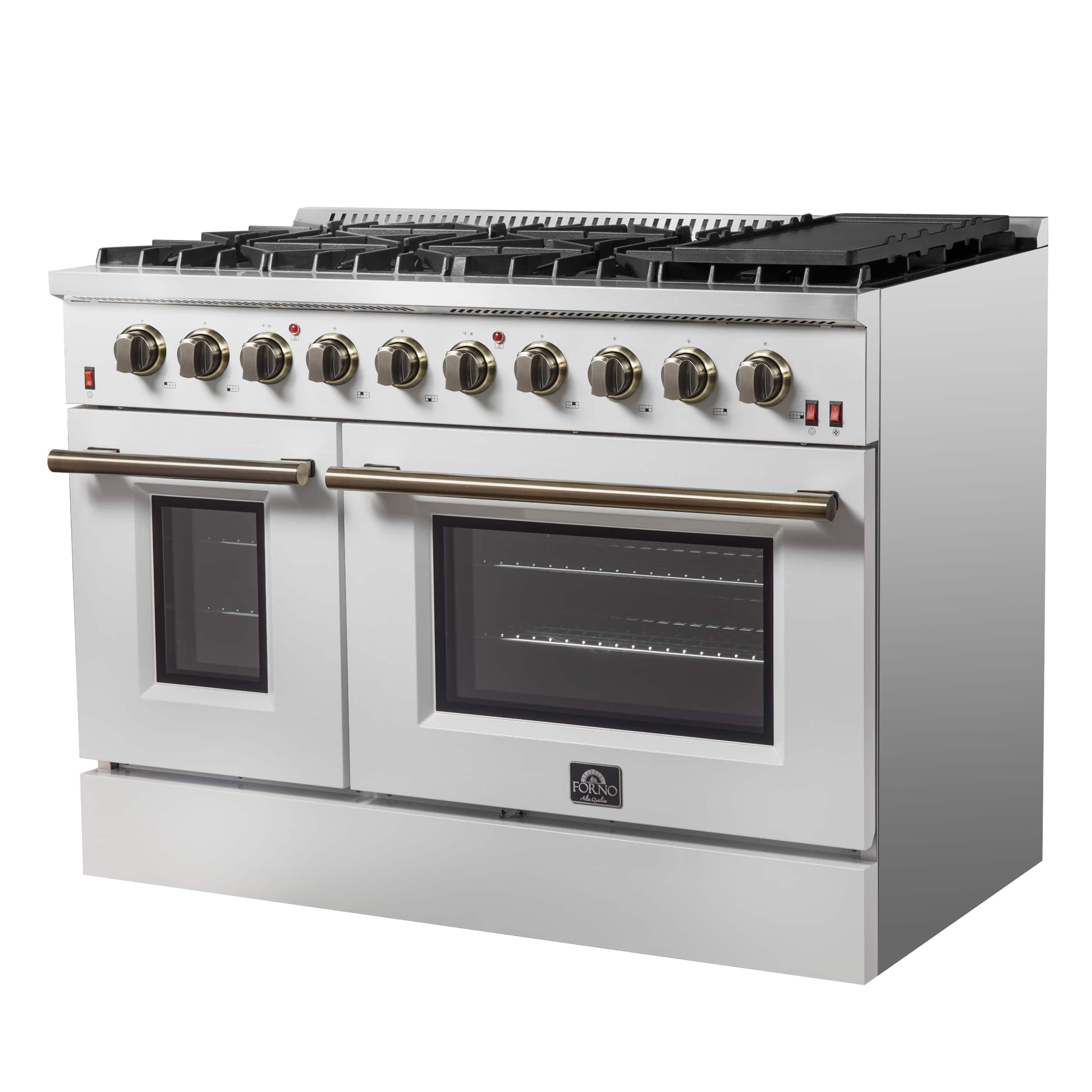 Left. Forno Appliances - Galiano 6.58 Cu. Ft. Freestanding Gas Range with Convection Oven - White.