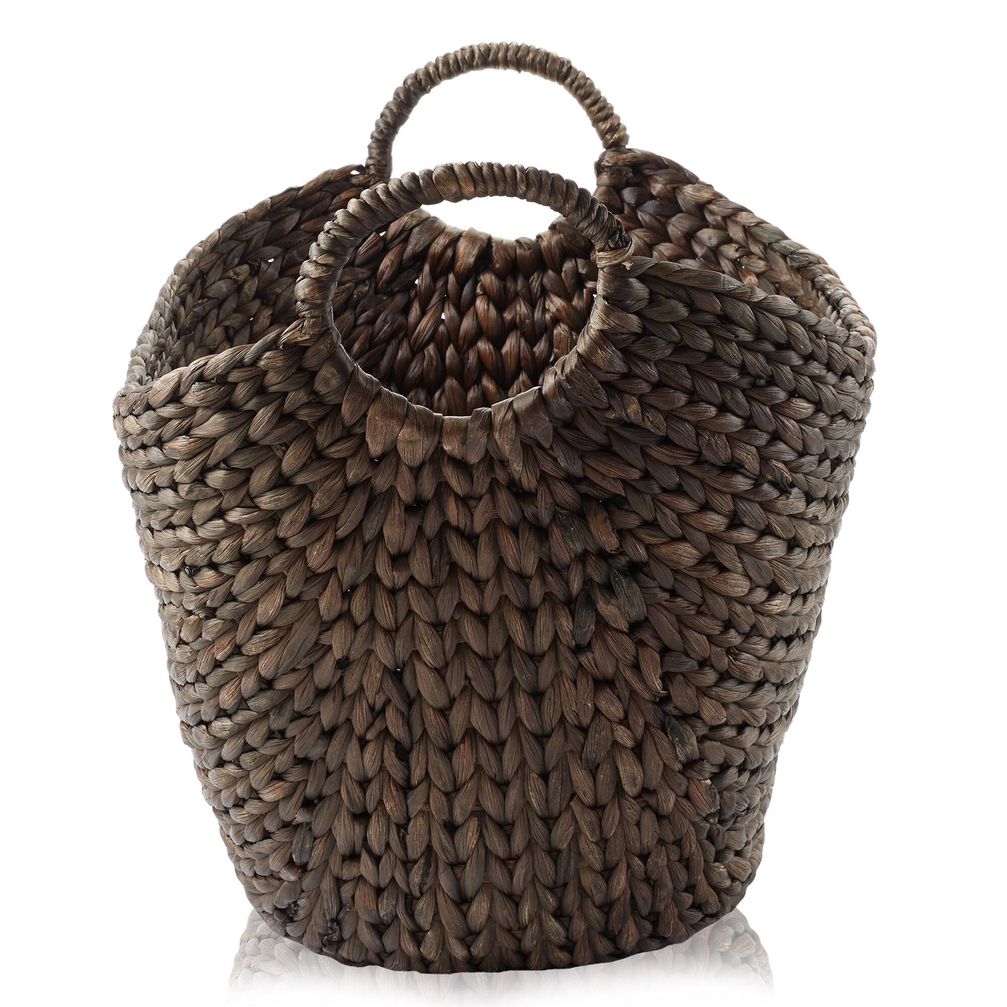 Alt View 3. Casafield - Large Water Hyacinth Boat Basket for Laundry - Espresso.