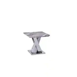 Best Quality Furniture - Faux Marble End Table w/Stainless Steel X-Base - White
