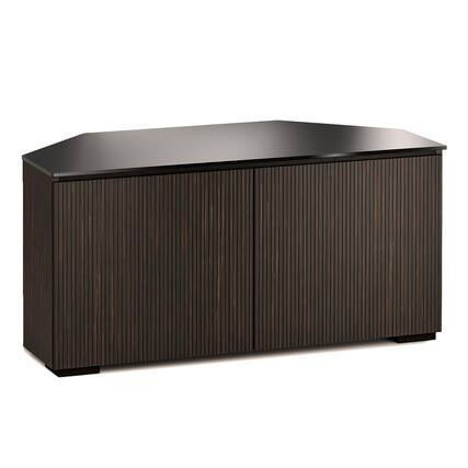 Front. Salamander Designs - Salamander Designs Chameleon Collection Manhattan 221 Corner AV Cabinet (Maro Ebony Doors and Sides, Black Glass Top) - Black/Ebony.