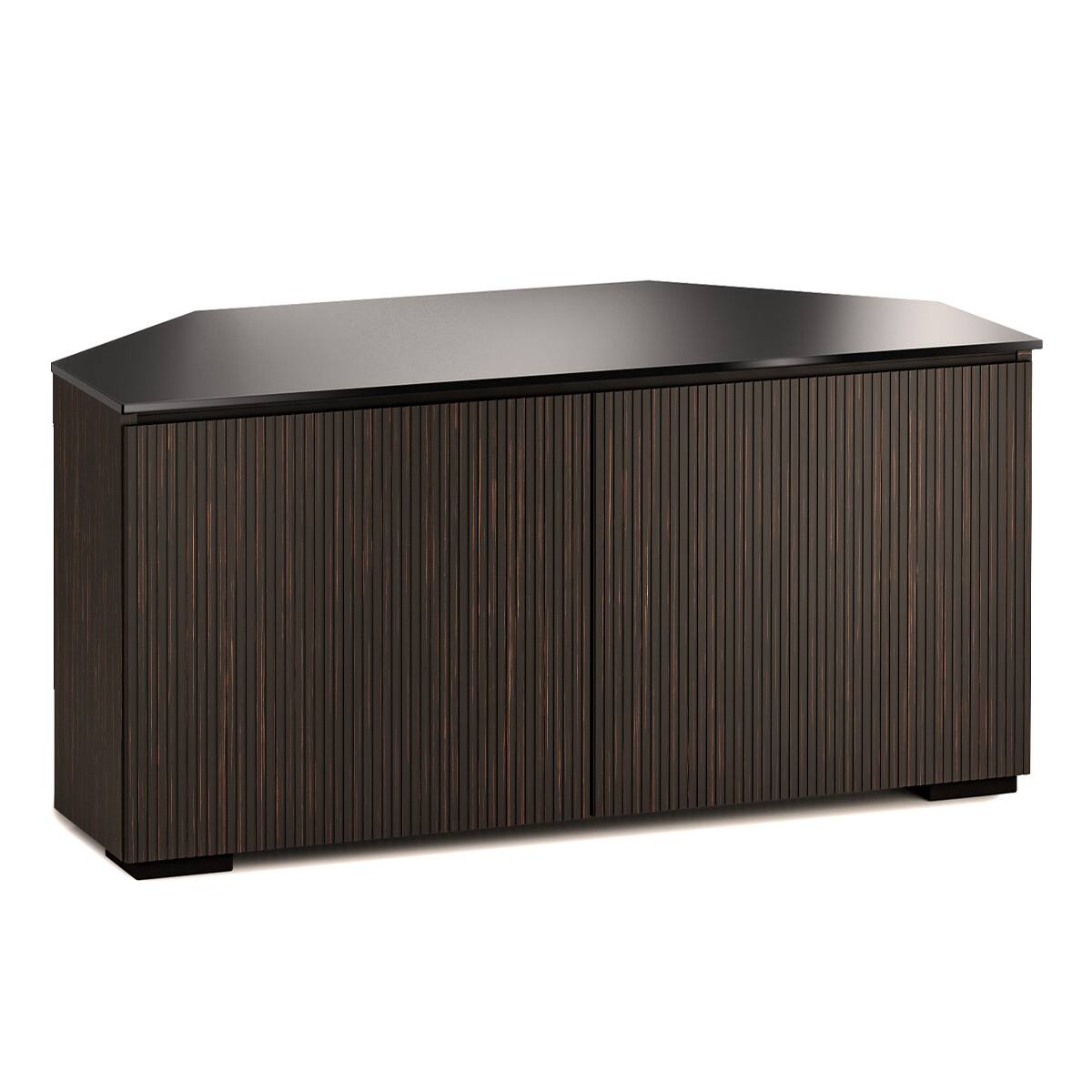 Front. Salamander Designs - Salamander Designs Chameleon Collection Manhattan 221 Corner AV Cabinet (Maro Ebony Doors and Sides, Black Glass Top) - Black/Ebony.