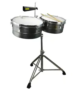 Tycoon Percussion - 14" & 15" Timbales, 6.5" Deep Stainless Steel Shells, Includes Height-Adjustable Tilting Stand