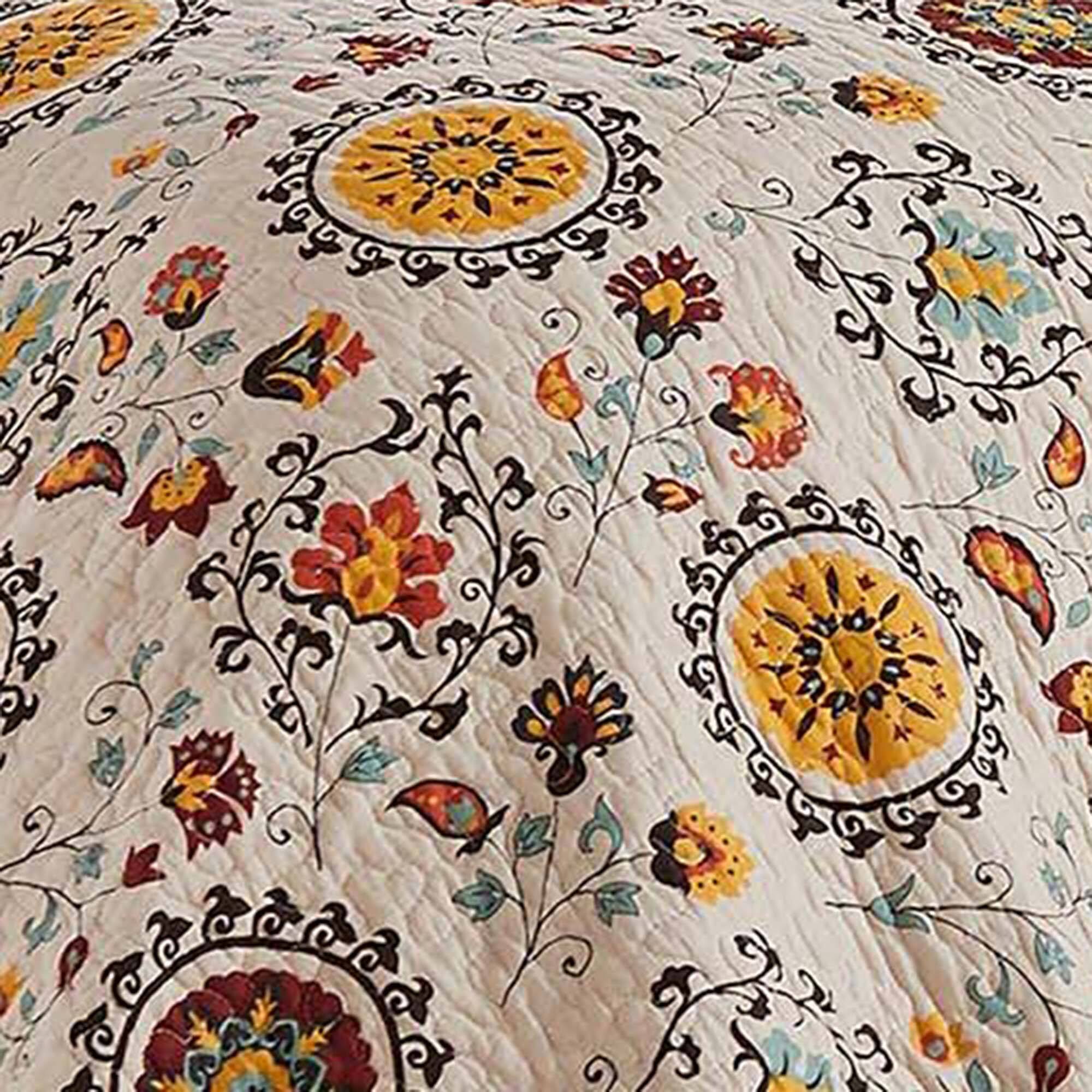 Alt View 4. Greenland Home Fashions - Greenland Home Fashions Andorra Cotton Traditional Bedspread Set - Jumbo Sized Reversible Quilt Set 3-Piece Queen Taupe - Multicolor.